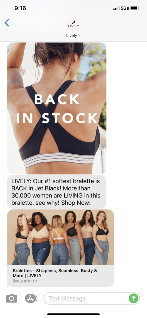 Lively Text Message Marketing Example - 08.04.2020