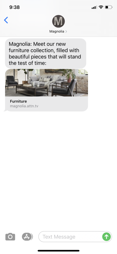 Magnolia Text Message Marketing Example - 08.03.2020