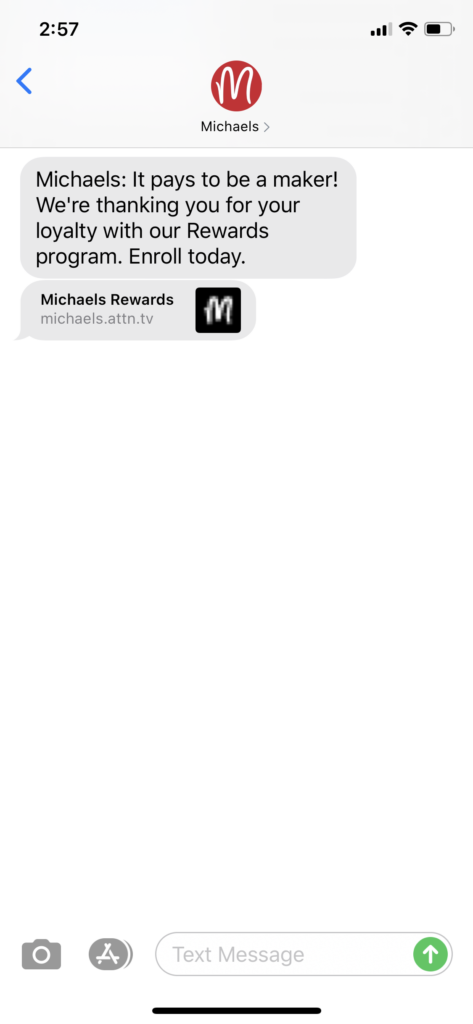 Michaels Text Message Marketing Example - 08.28.2020