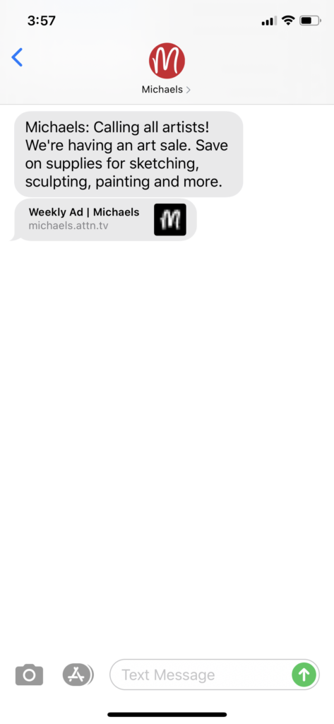 Michael’s Text Message Marketing Example - 08.25.2020
