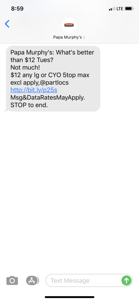 Papa Murphy’s Text Message Marketing Example - 08.04.2020