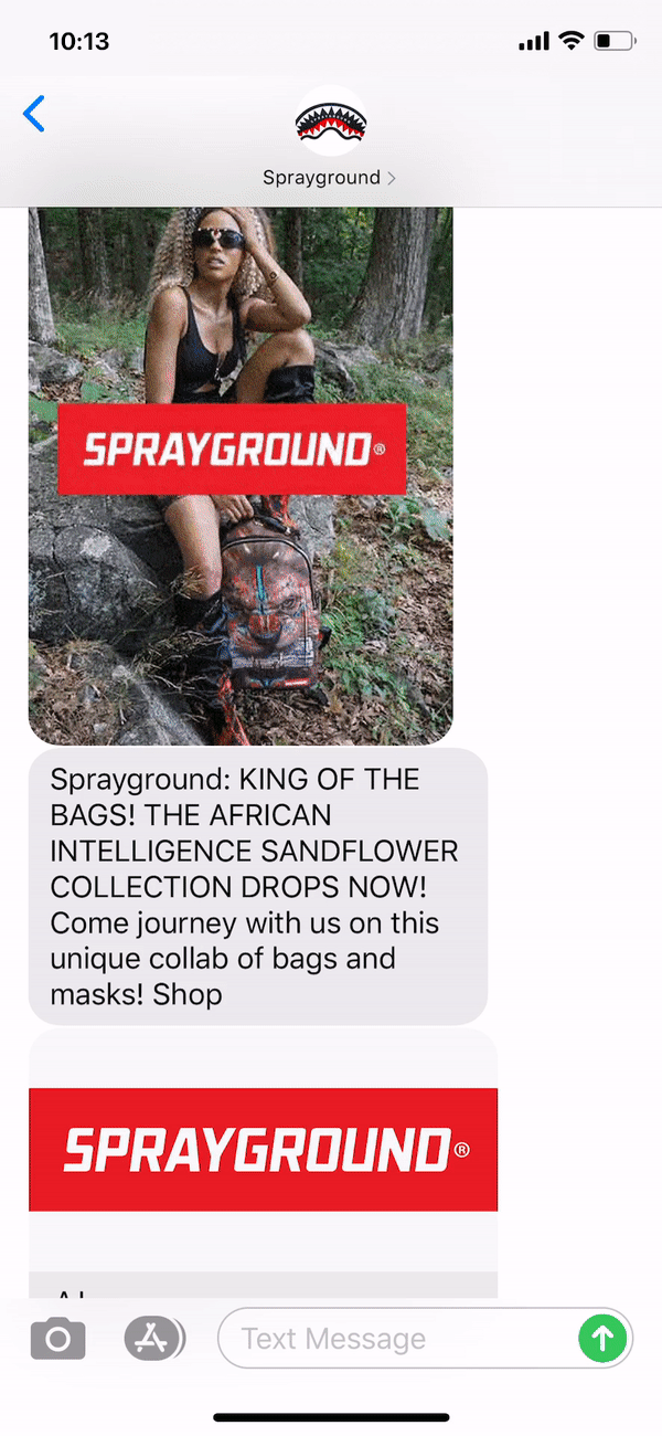 Sprayground Text Message Marketing Example - 08.18.2020