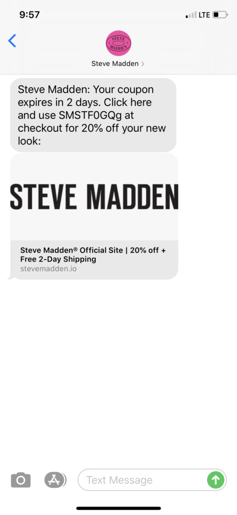 Steve Madden Text Message Marketing Example - 08.02.2020