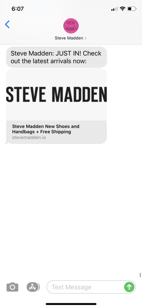 Steve Madden Text Message Marketing Example - 08.27.2020