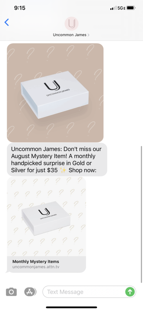 Uncommon James Text Message Marketing Example - 08.03.2020