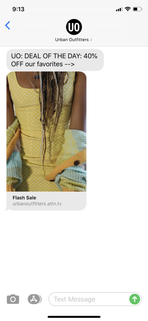 Urban Outfitters Text Message Marketing Example - 08.10.2020