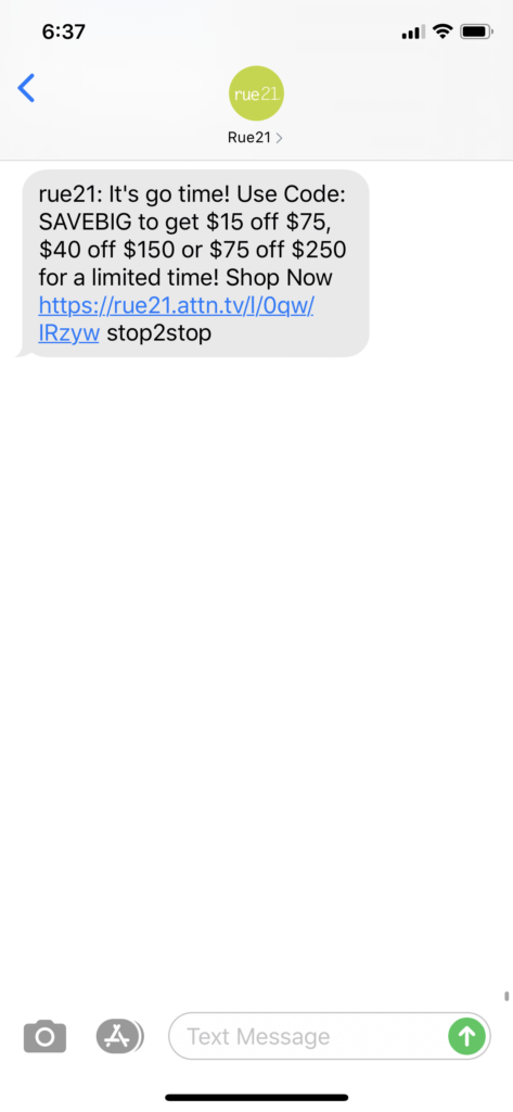 rue21 Text Message Marketing Example - 08.20.2020.png