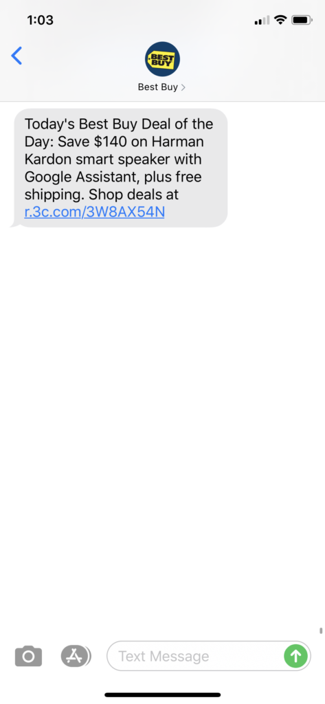Best Buy Text Message Marketing Example - 09.08.2020