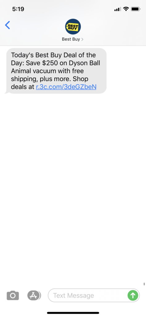 Best Buy Text Message Marketing Example - 09.09.2020