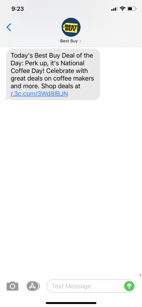 Best Buy Text Message Marketing Example - 09.29.2020
