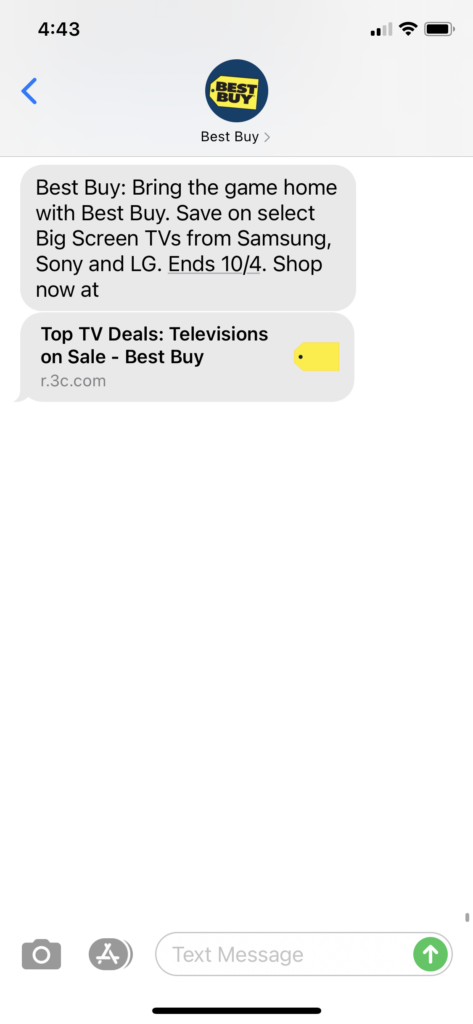 Best Buy Text Message Marketing Example2 - 09.23.2020