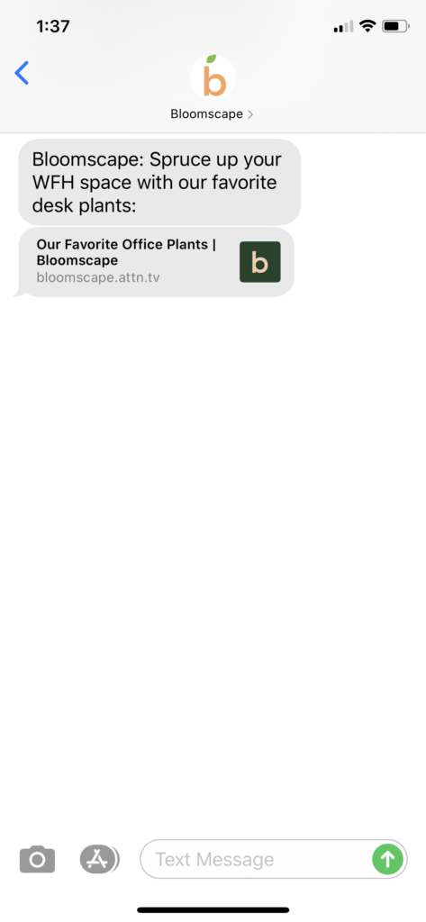 Bloomscape Text Message Marketing Example - 09.02.2020