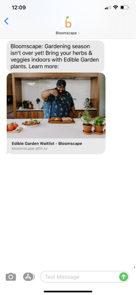 Bloomscape Text Message Marketing Example - 09.15.2020