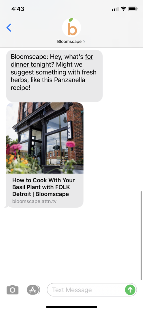 Bloomscape Text Message Marketing Example - 09.23.2020