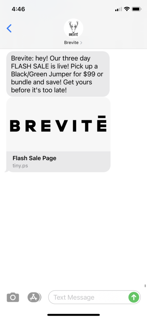 Brevite Text Message Marketing Example - 09.23.2020