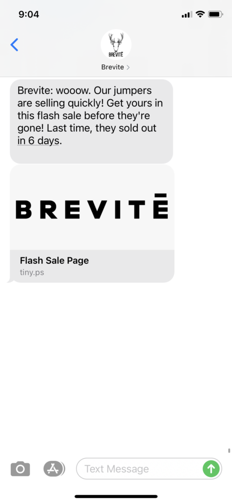 Brevite Text Message Marketing Example - 09.24.2020