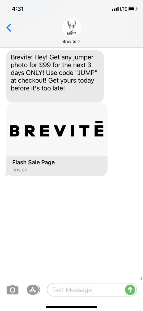 Brevite Text Message Marketing Example - 09.28.2020
