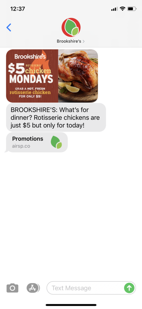Brookshires Text Message Marketing Example - 09.21.2020