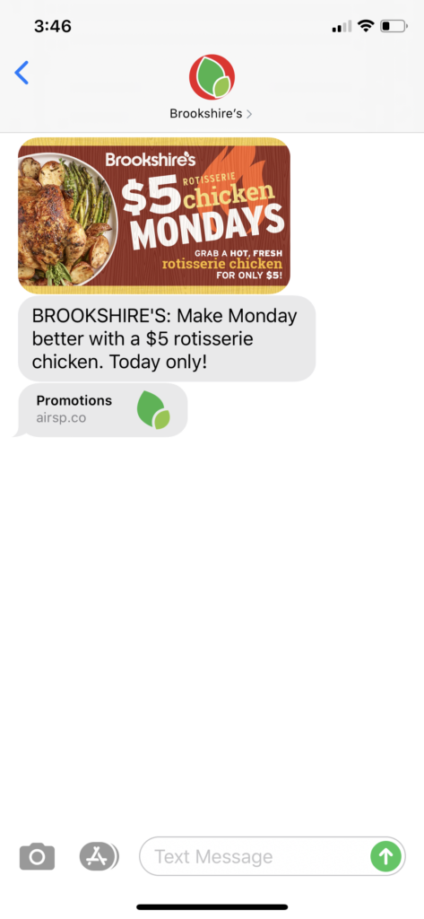 Brookshire’s Text Message Marketing Example - 09.14.2020