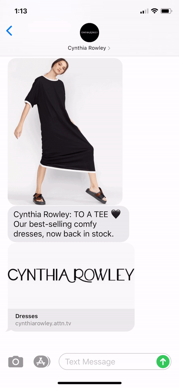 Cynthia Rowley Text Message Marketing Example - 09.07.2020