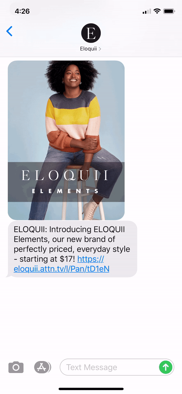 Eloquii Text Message Marketing Example - 09.10.2020