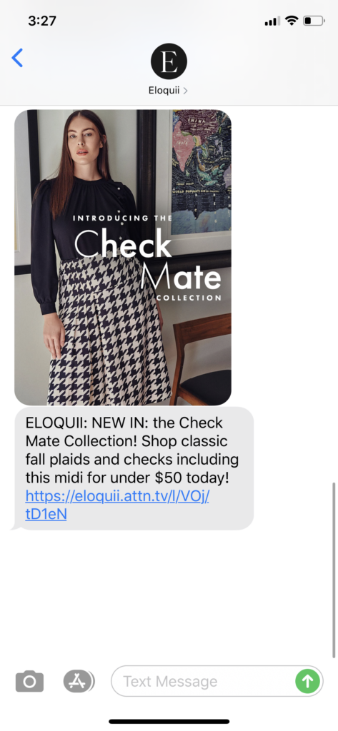Eloquii Text Message Marketing Example - 09.15.2020