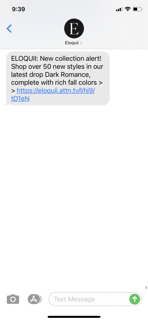 Eloquii Text Message Marketing Example - 09.27.2020