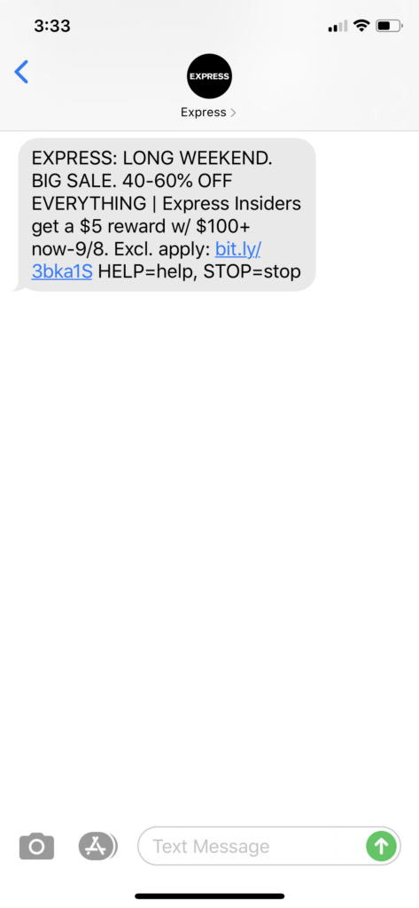 Express Text Message Marketing Example - 09.05.2020