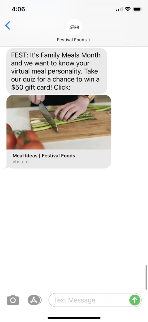 Festival Foods Text Message Marketing Example - 09.01.2020