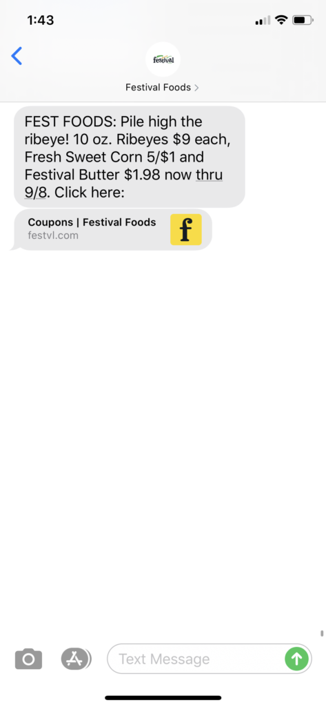 Festival Foods Text Message Marketing Example - 09.02.2020