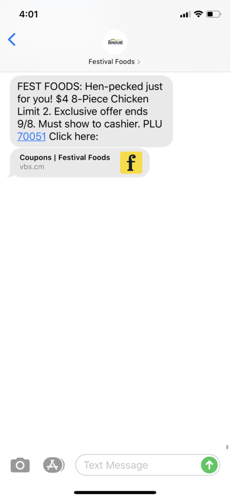 Festival Foods Text Message Marketing Example - 09.04.2020
