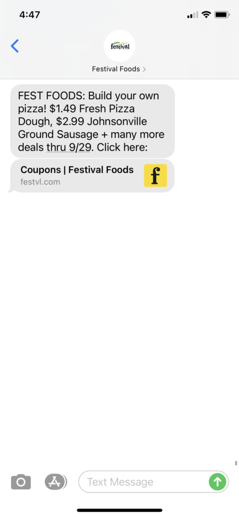 Festival Foods Text Message Marketing Example - 09.23.2020