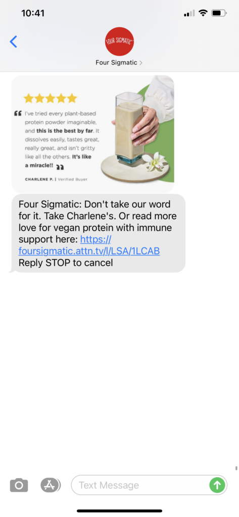 Four Sigmatic Text Message Marketing Example - 09.20.2020