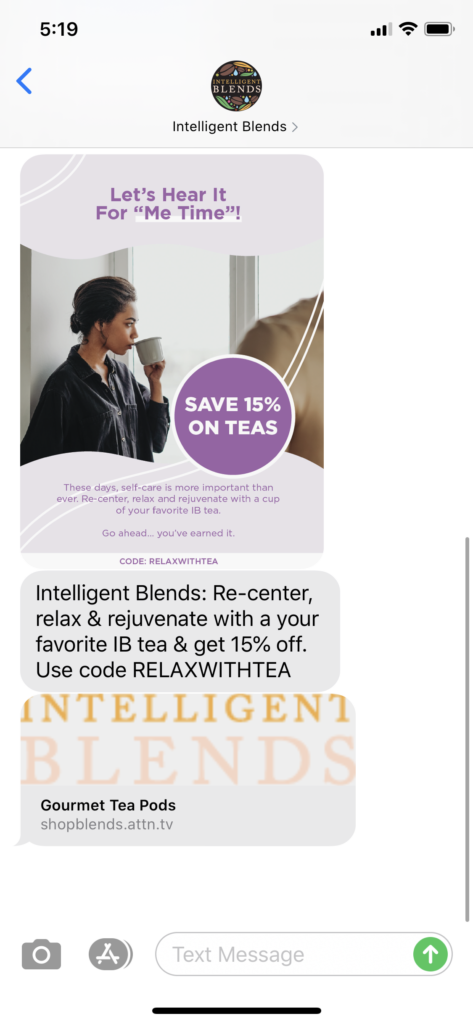 Intelligent Blends Text Message Marketing Example - 09.09.2020
