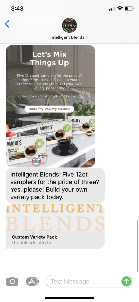 Intelligent Blends Text Message Marketing Example - 09.14.2020