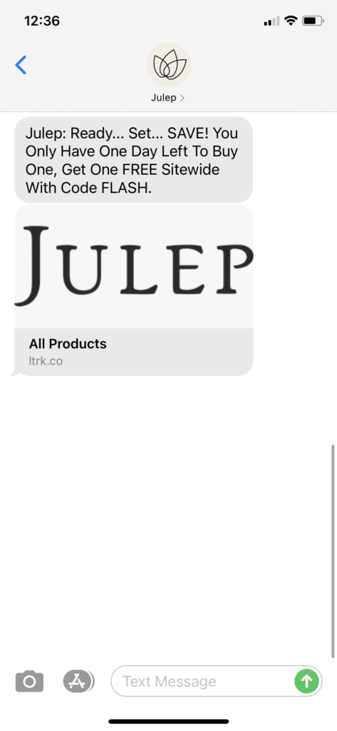 Julep Text Message Marketing Example - 09.21.2020