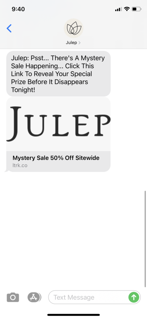 Julep Text Message Marketing Example - 09.27.2020