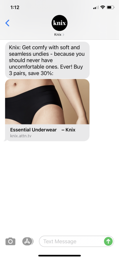 Knix Text Message Marketing Example - 09.19.2020