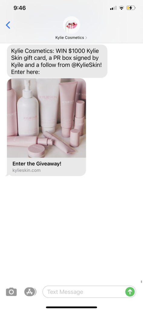 Kylie Cosmetics Text Message Marketing Example - 09.28.2020