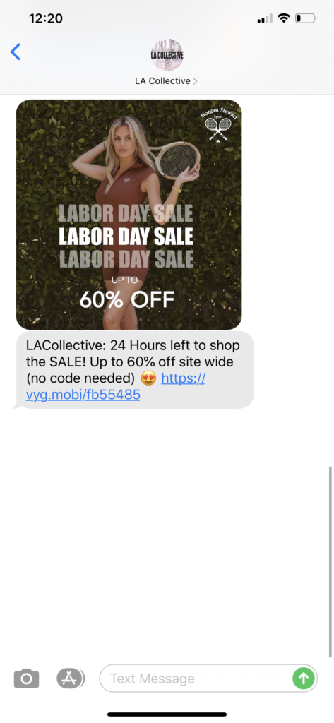 LA Collective Text Message Marketing Example - 09.06.2020
