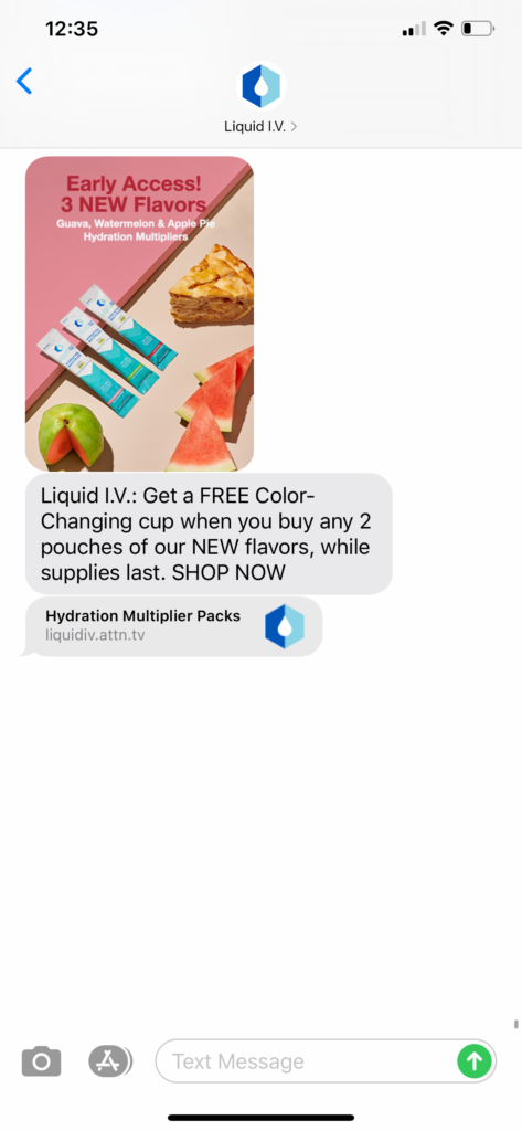 Liquid IV Text Message Marketing Example - 09.13.2020