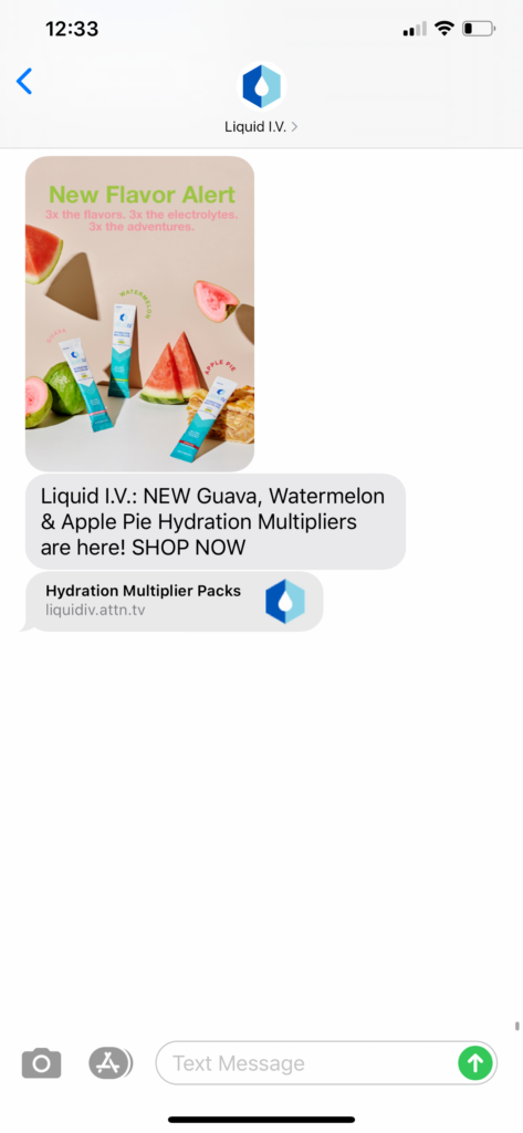 Liquid IV Text Message Marketing Example - 09.14.2020