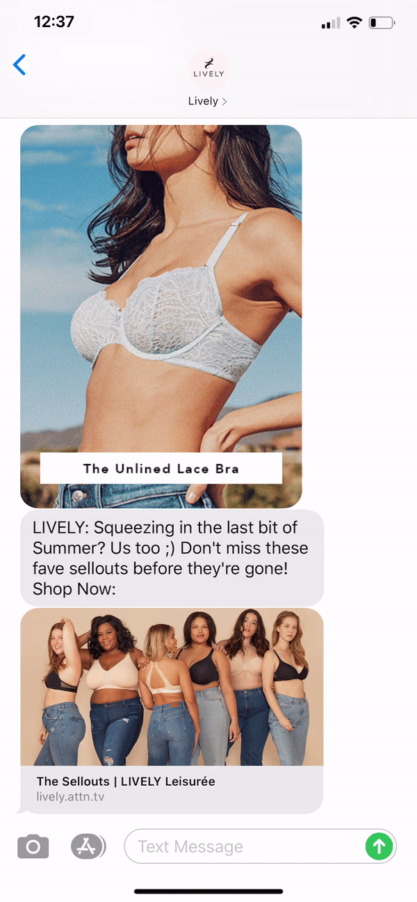 Lively Text Message Marketing Example - 09.13.2020