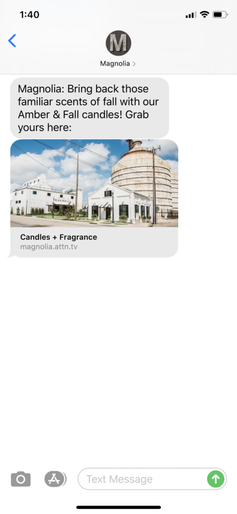 Magnolia Text Message Marketing Example - 09.02.2020