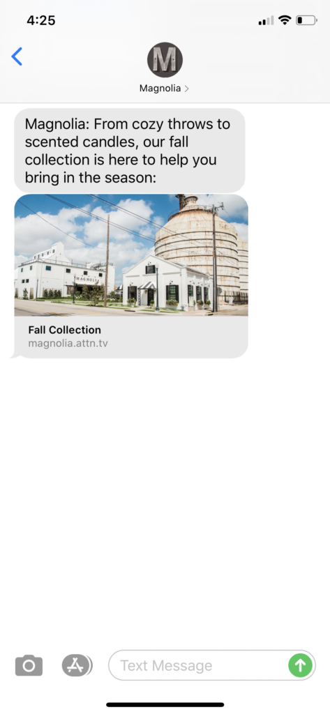 Magnolia Text Message Marketing Example - 09.12.2020