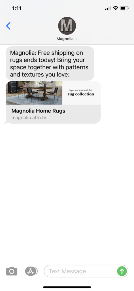Magnolia Text Message Marketing Example - 09.19.2020