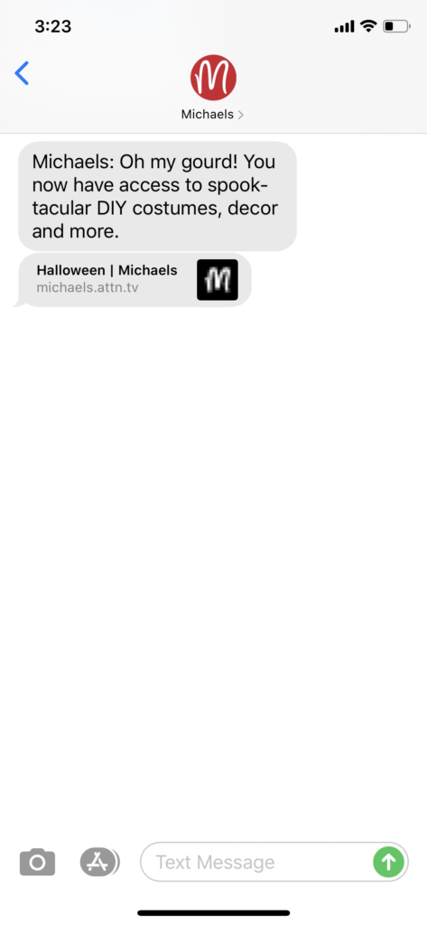 Michaels Text Message Marketing Example - 09.15.2020