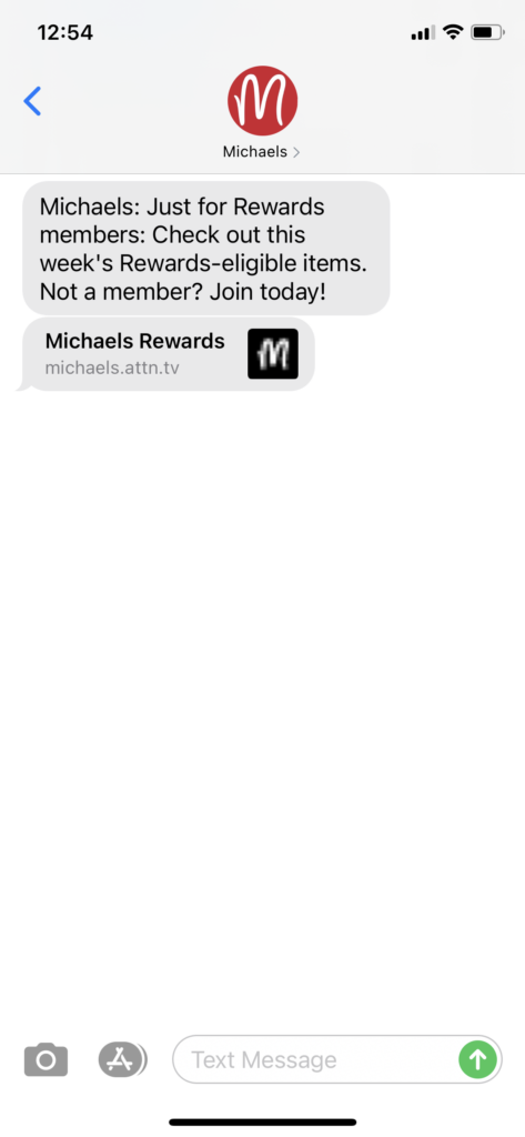 Michaels Text Message Marketing Example - 09.20.2020