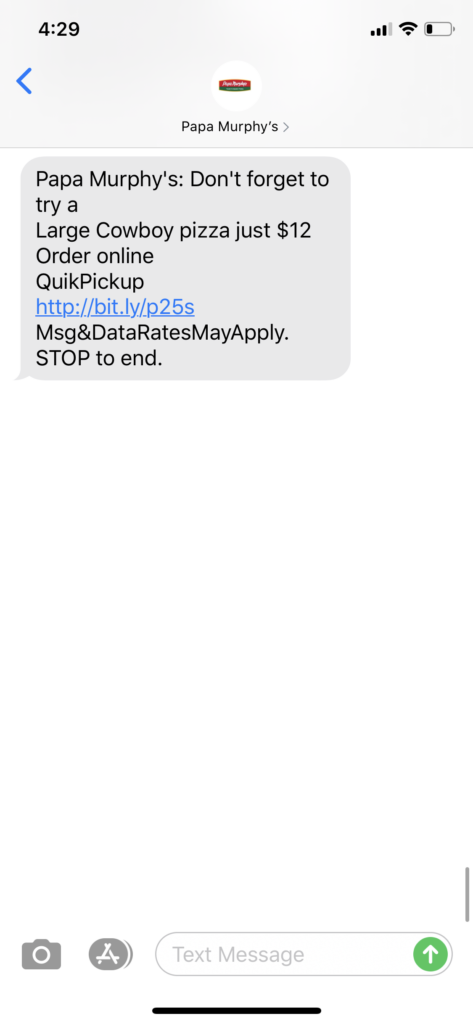 Papa Murphy’s Text Message Marketing Example - 09.12.2020