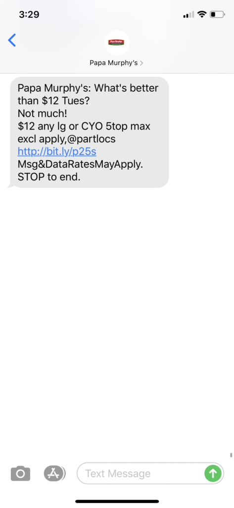 Papa Murphy’s Text Message Marketing Example - 09.15.2020